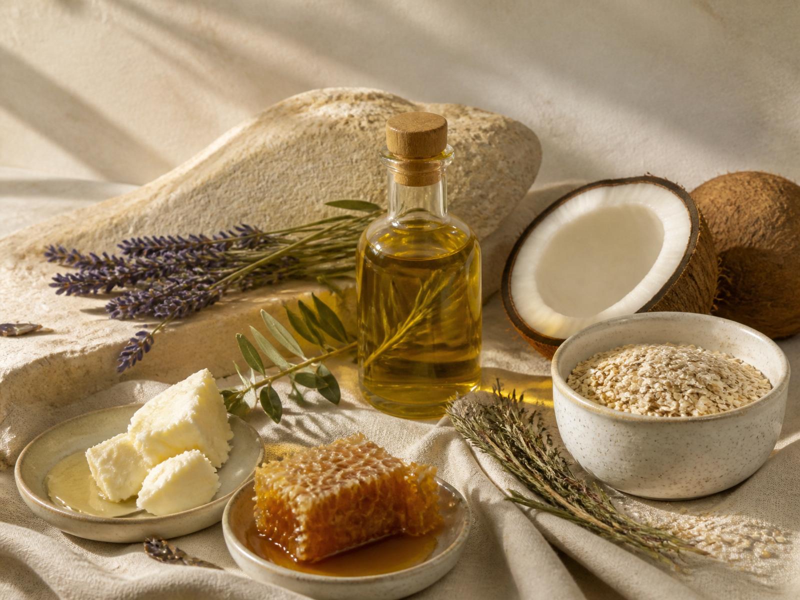 Natural botanical ingredients — olive oil, lavender, honey, oats